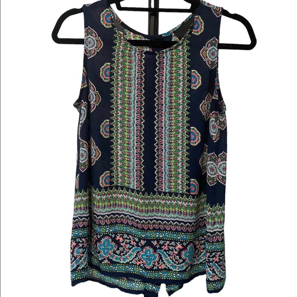 Cynthia Rowley bohemian print sleeveless blouse